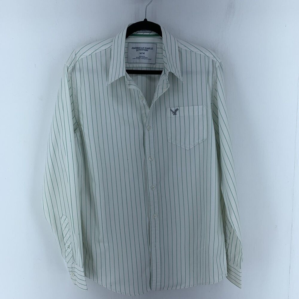 American Eagle Mens M Multi stripe Oxford Shirt Vintage Fit Preppy Casual Cotton